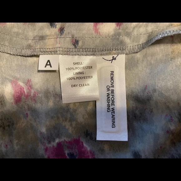 LOFT Gray & Purple Watercolor Print Ruffle Dress 4 - Picture 14 of 15